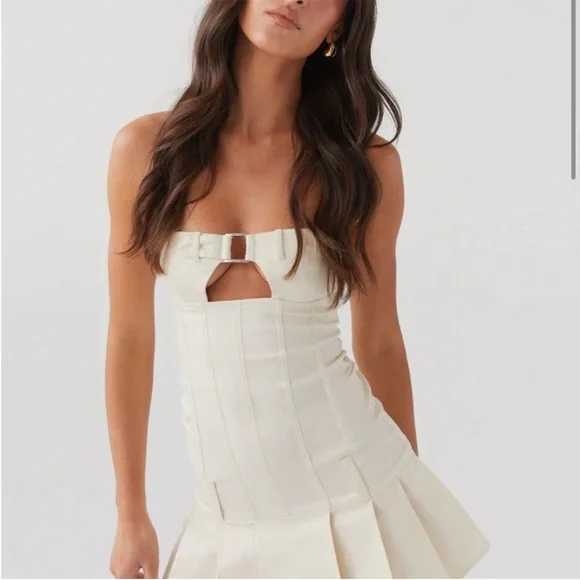 Peppermayo Cream strapless Mini Dress - Picture 1 of 2
